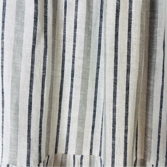Chaps white blue grey linen stripe coastal tier maxi skirt medium - Picture 3 of 6